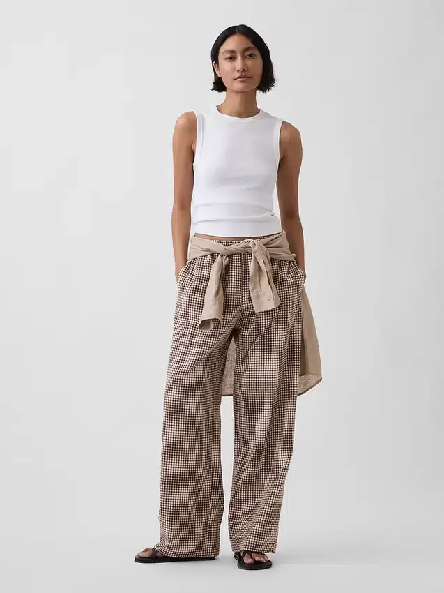 Pantalones holgados de mezcla de lino
