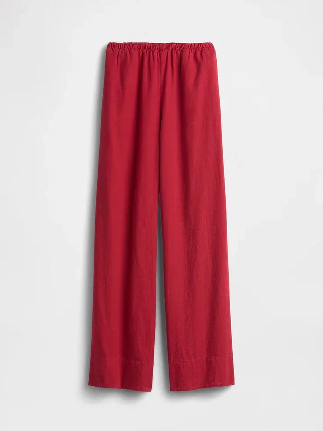 Pantalones holgados de mezcla de lino