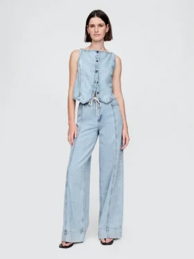 Pantalones holgados de mezclilla ultrasuaves de talle medio