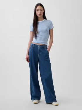 Pantalones holgados de mezclilla ultrasuaves de talle medio