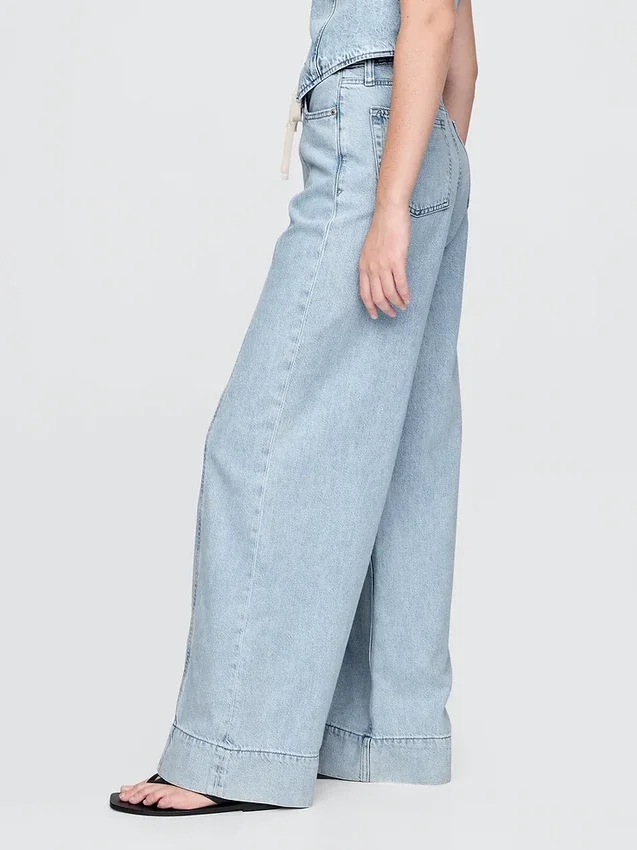Pantalones holgados de mezclilla ultrasuaves de talle medio