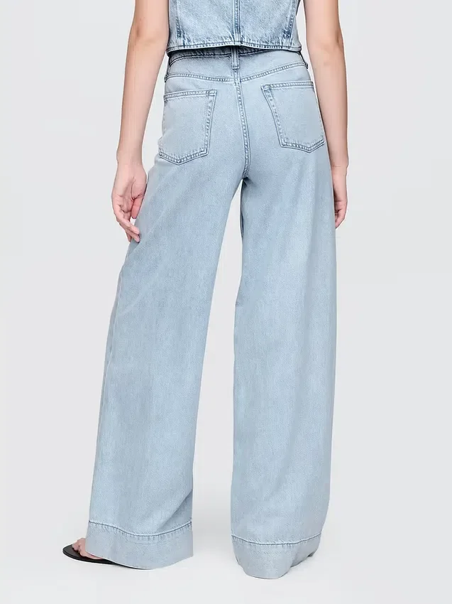 Pantalones holgados de mezclilla ultrasuaves de talle medio