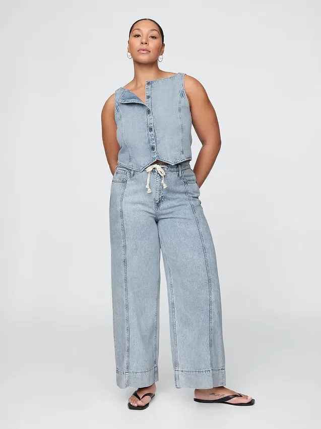 Pantalones holgados de mezclilla ultrasuaves de talle medio