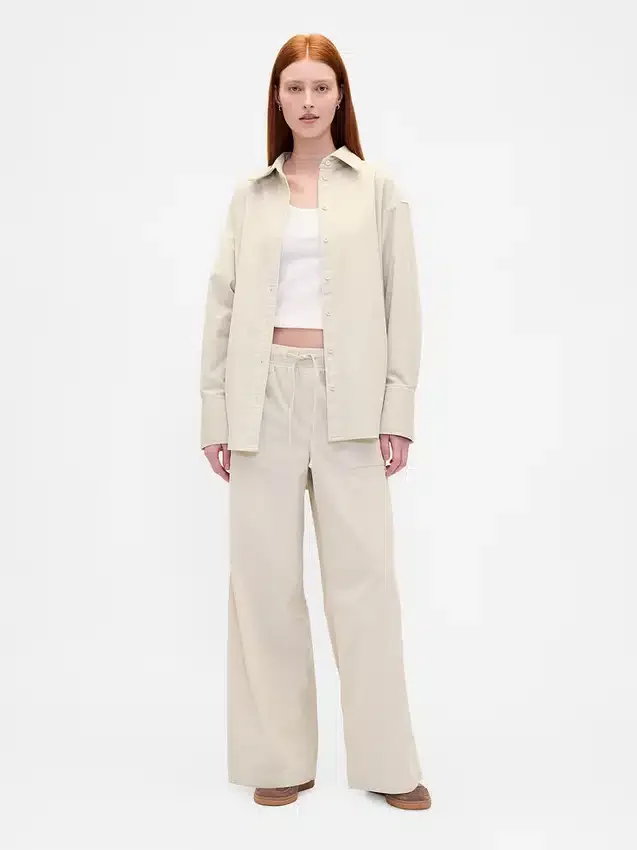 Pantalones holgados de pana de talle medio