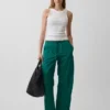 Pantalones holgados de popelín de algodón orgánico con rayas