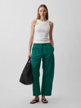 Pantalones holgados de popelín de algodón orgánico con rayas