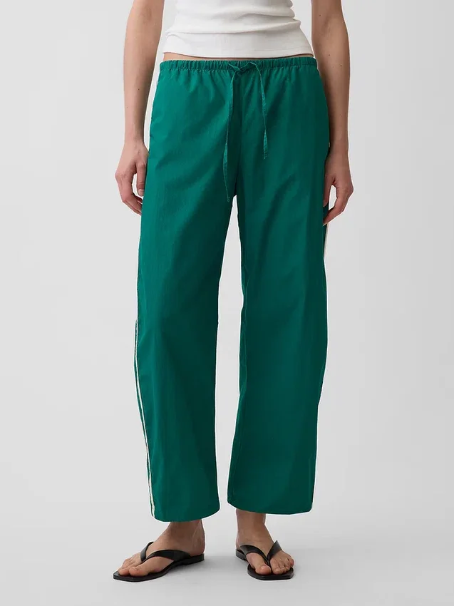 Pantalones holgados de popelín de algodón orgánico con rayas