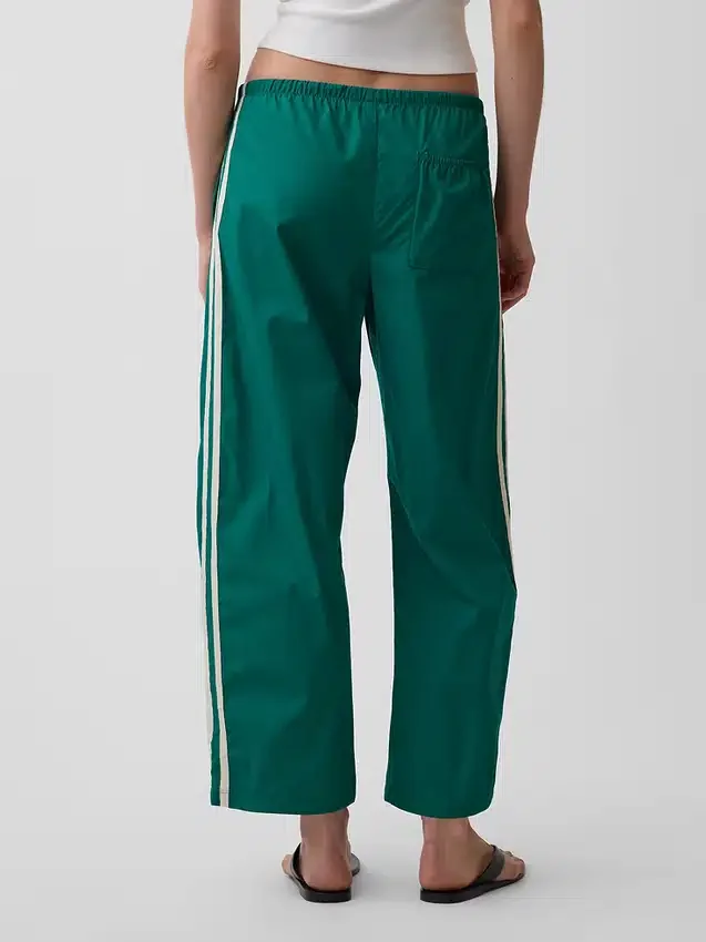 Pantalones holgados de popelín de algodón orgánico con rayas