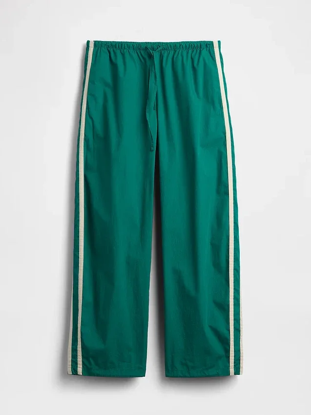Pantalones holgados de popelín de algodón orgánico con rayas