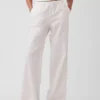 Pantalones holgados de popelín de talle medio y pierna ancha