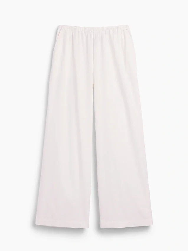 Pantalones holgados de popelín de talle medio y pierna ancha