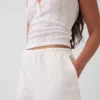 Pantalones holgados de popelín de talle medio y pierna ancha