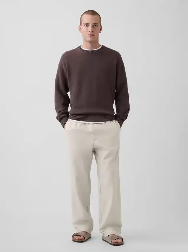 Pantalones holgados y ajustados de lino y algodón