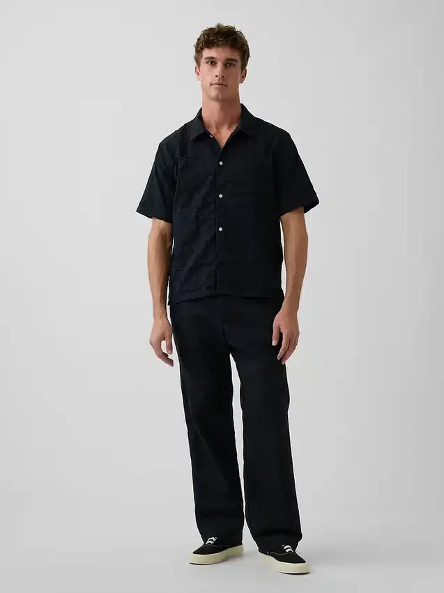 Pantalones holgados y ajustados de lino y algodón