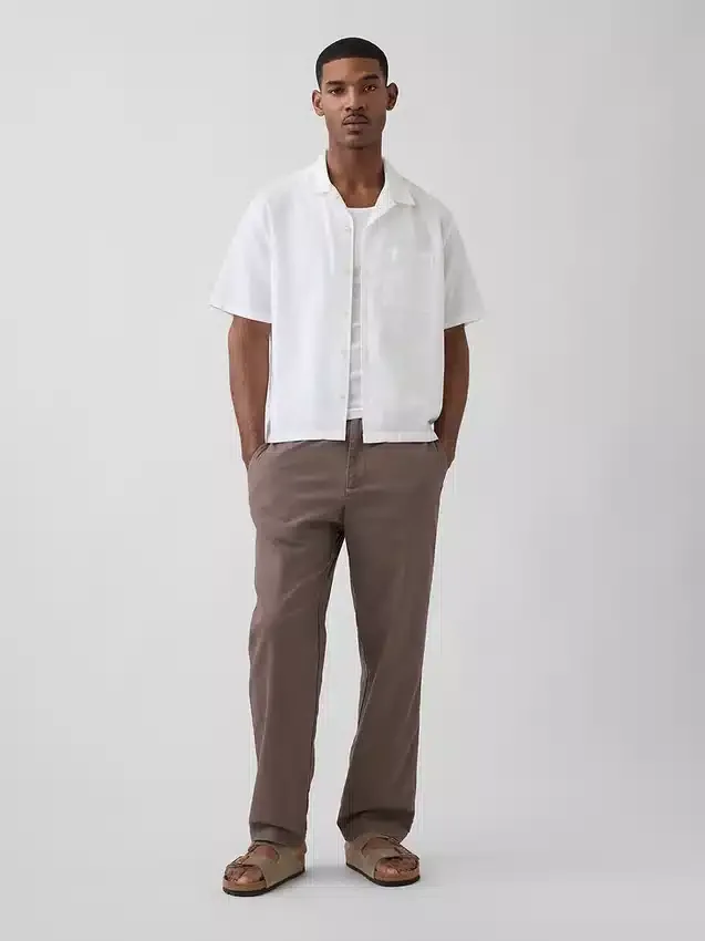 Pantalones holgados y ajustados de lino y algodón