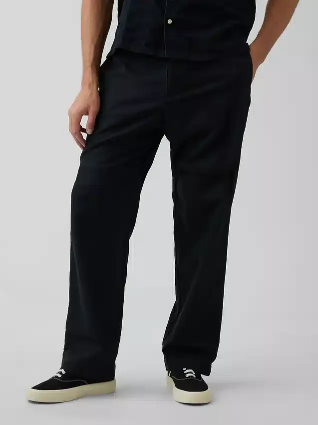 Pantalones holgados y ajustados de lino y algodón
