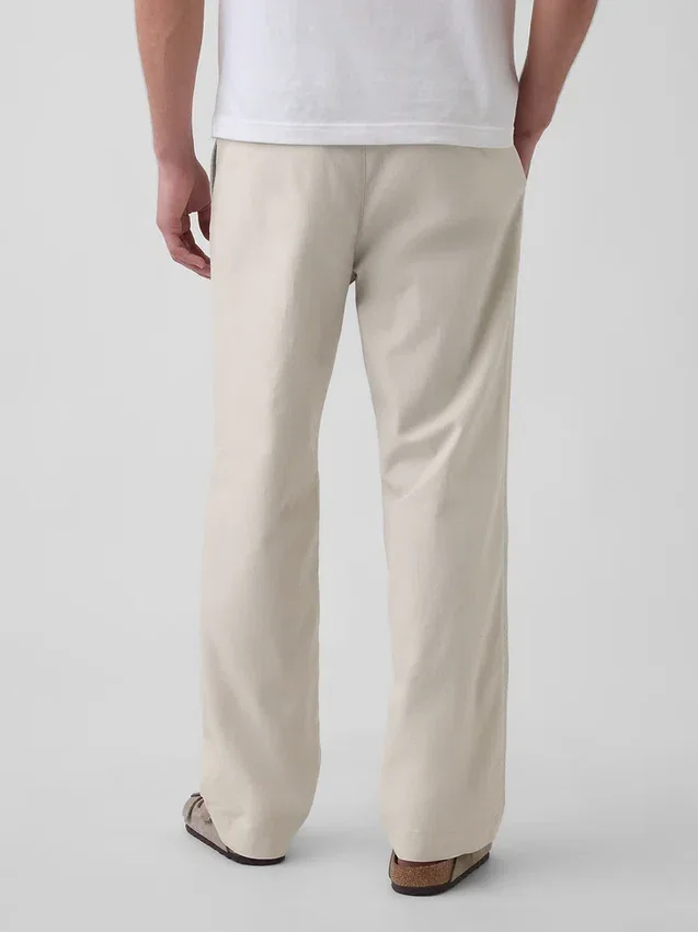 Pantalones holgados y ajustados de lino y algodón