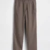 Pantalones holgados y ajustados de lino y algodón