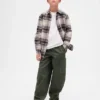 Pantalones holgados y ajustados en los tobillos de estilo cargo para niños, con forro cepillado