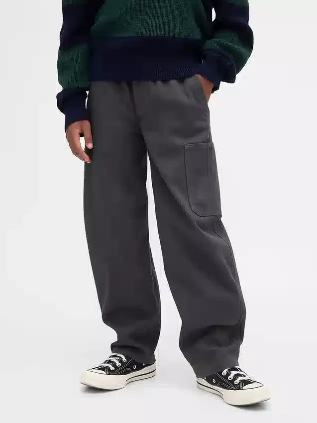 Pantalones holgados y ajustados en los tobillos de estilo cargo para niños, con forro cepillado
