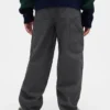 Pantalones holgados y ajustados en los tobillos de estilo cargo para niños, con forro cepillado