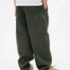 Pantalones holgados y ajustados en los tobillos de estilo cargo para niños, con forro cepillado