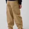 Pantalones holgados y ajustados en los tobillos de estilo cargo para niños, con forro cepillado