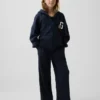 Pantalones infantiles holgados de punto waffle con pierna ancha