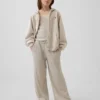 Pantalones infantiles holgados de punto waffle con pierna ancha