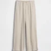 Pantalones infantiles holgados de punto waffle con pierna ancha