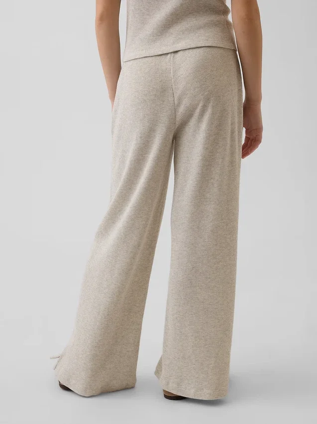 Pantalones infantiles holgados de punto waffle con pierna ancha