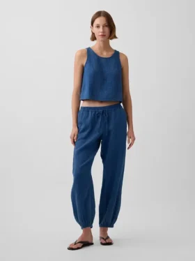 Pantalones joggers de mezclilla de gasa de algodón con corte Easy Barrel
