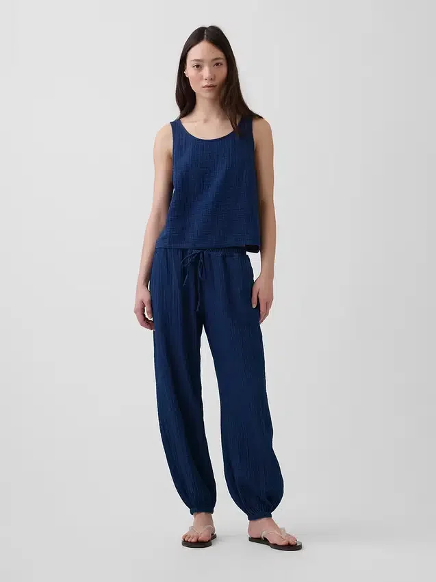 Pantalones joggers de mezclilla de gasa de algodón con corte Easy Barrel