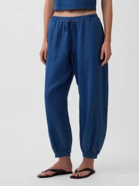 Pantalones joggers de mezclilla de gasa de algodón con corte Easy Barrel