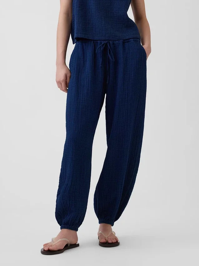 Pantalones joggers de mezclilla de gasa de algodón con corte Easy Barrel