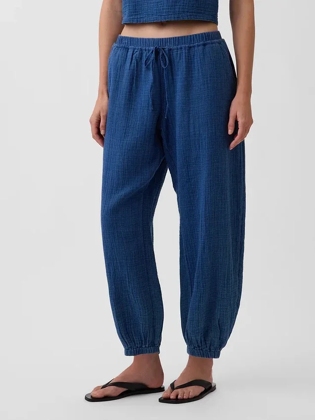 Pantalones joggers de mezclilla de gasa de algodón con corte Easy Barrel