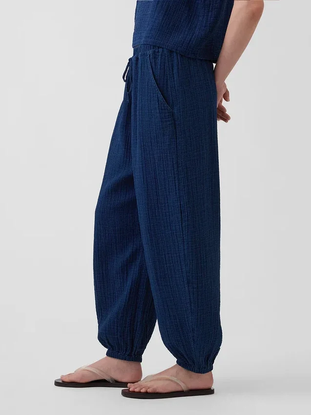 Pantalones joggers de mezclilla de gasa de algodón con corte Easy Barrel
