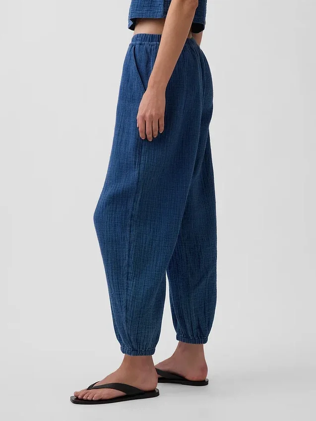 Pantalones joggers de mezclilla de gasa de algodón con corte Easy Barrel
