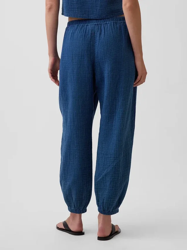 Pantalones joggers de mezclilla de gasa de algodón con corte Easy Barrel