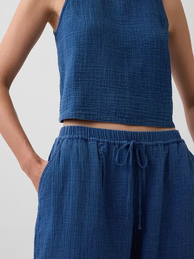 Pantalones joggers de mezclilla de gasa de algodón con corte Easy Barrel