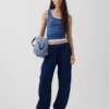 Pantalones joggers de mezclilla de gasa de algodón con corte Easy Barrel