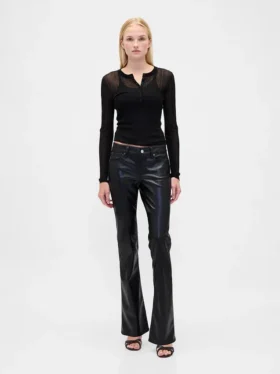 Pantalones largos y ajustados de cuero vegano reciclado de talle bajo