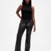 Pantalones largos y ajustados de cuero vegano reciclado de talle bajo