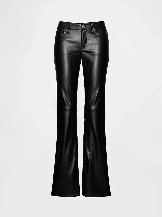 Pantalones largos y ajustados de cuero vegano reciclado de talle bajo