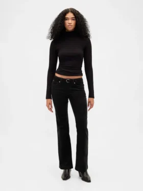 Pantalones largos y ajustados de pana de talle bajo