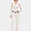 Pantalones largos y ajustados de pana de talle bajo