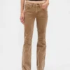 Pantalones largos y ajustados de pana de talle bajo
