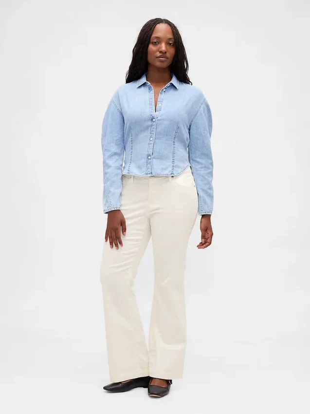 Pantalones largos y ajustados de pana de talle bajo