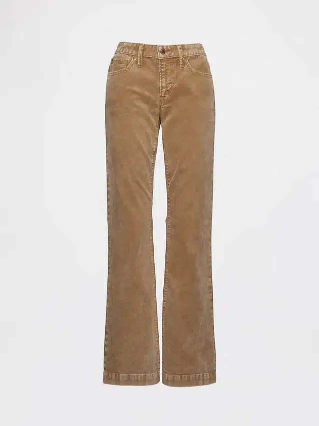Pantalones largos y ajustados de pana de talle bajo