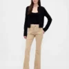 Pantalones largos y ajustados de sarga de talle bajo